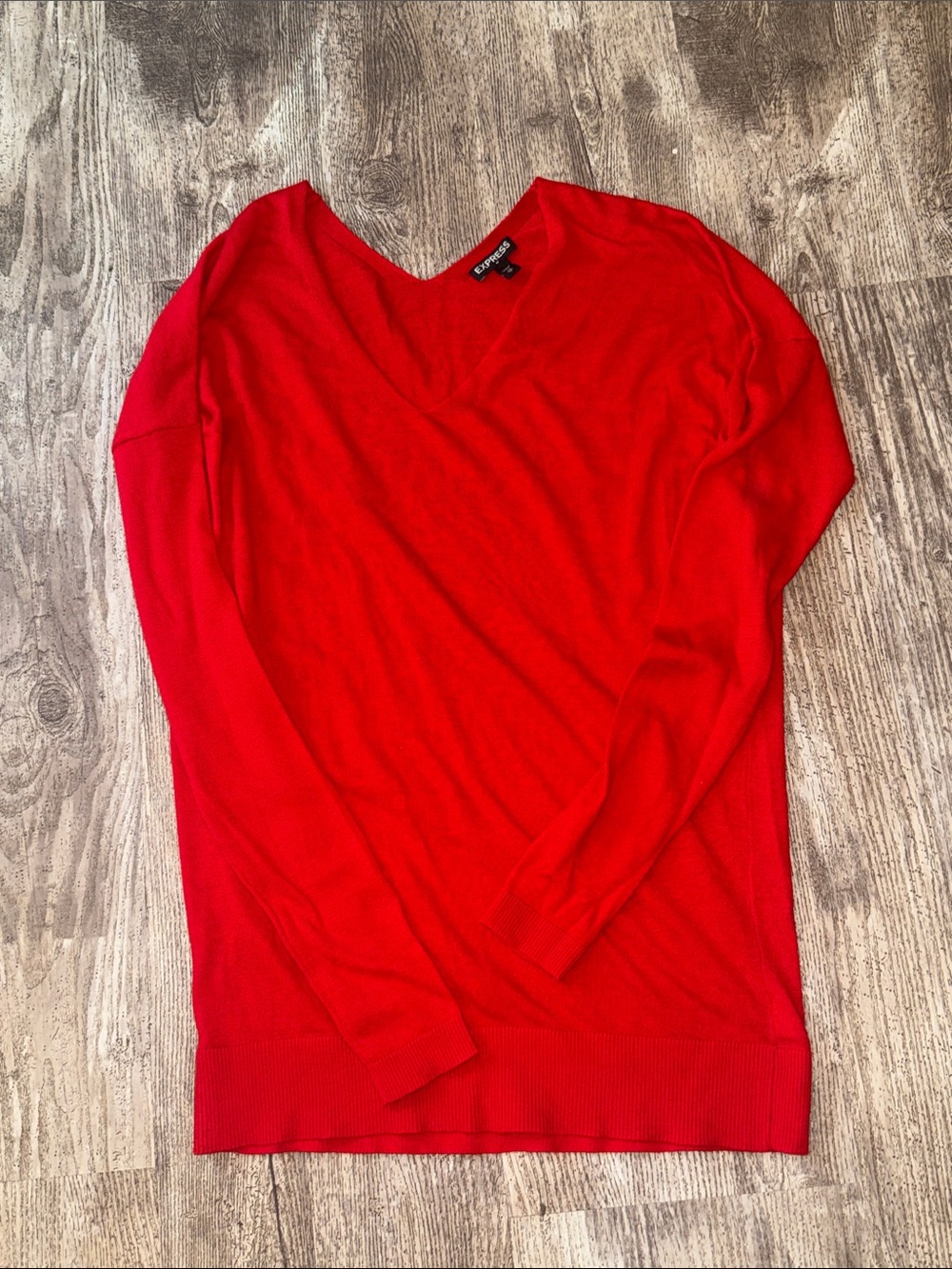 Express Vibrant Red V-Neck Sweater